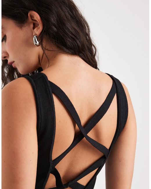 Calvin Klein Black Fine Knit Cross Back Mini Dress