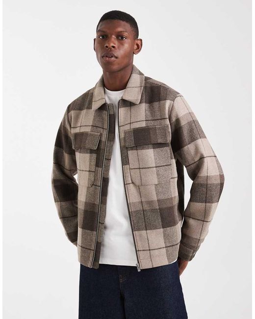 Jack & Jones Gray Wool Harrington Jacket for men