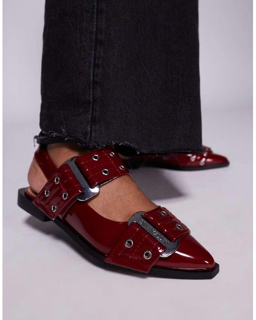 Steve Madden Red Grand Ave Sling Back Buckle Shoes