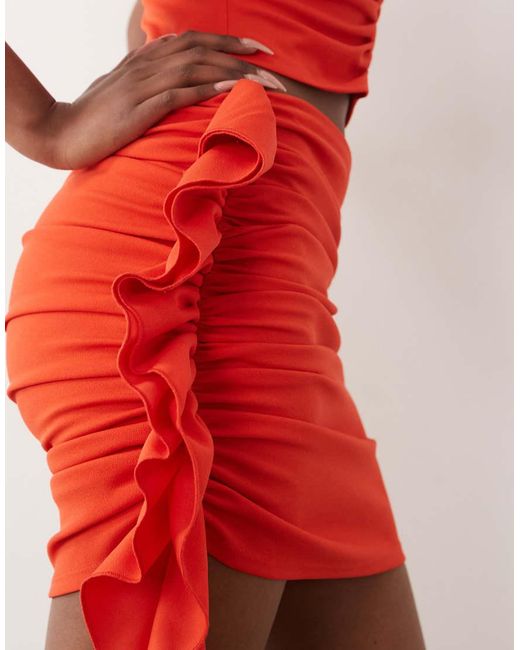 ASOS Crepe Frill Detail Gathered Mini Skirt