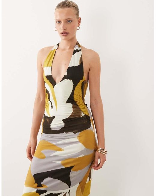 ASOS Metallic Tie Back Halter Midi Dress