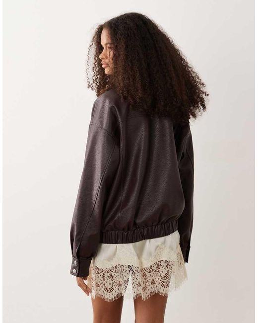 Wednesday's Girl Purple Wednesdays Girl Faux Leather Oversized Pocket Detail Jacket
