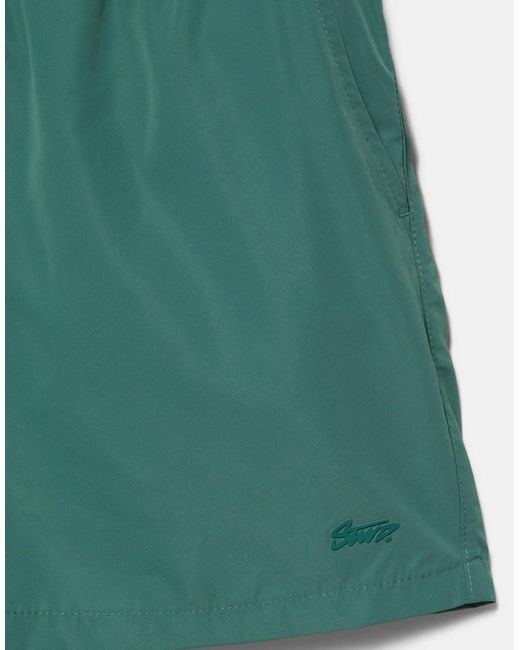 Pull&Bear Green Basic Swim Shorts for men
