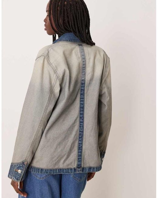Calvin Klein Blue Cotton Chore Jacket With Contrast Detail