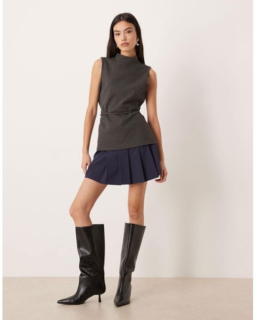 ASOS Blue Drop Waist Pleated Mini Skirt