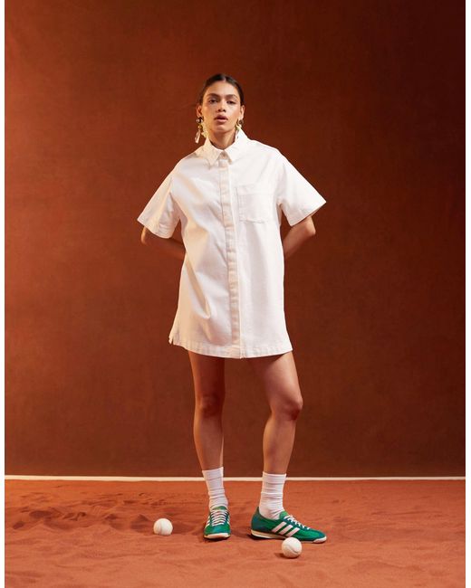 ASOS White – kurzärmliges hemdkleid