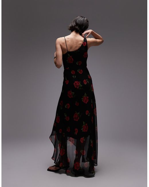 Mango One Shoulder Maxi Dress in Black | Lyst