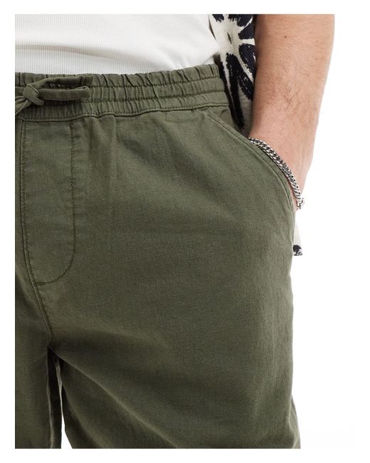 ASOS Green Slim Linen Trouser for men