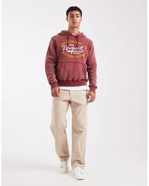 Hollister – kastiger kapuzenpullover in Red für Herren