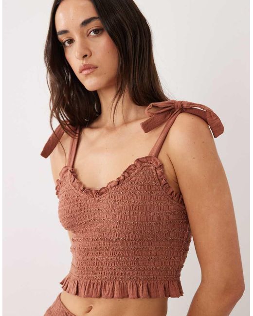 Iisla & Bird Brown Tie Detailing Crop Top