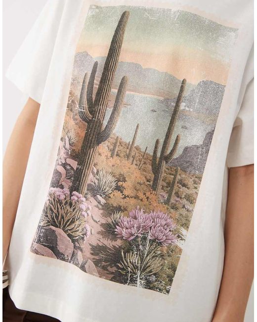 ASOS White Oversized T-shirt With Distressed Cactus Postcard Graphic