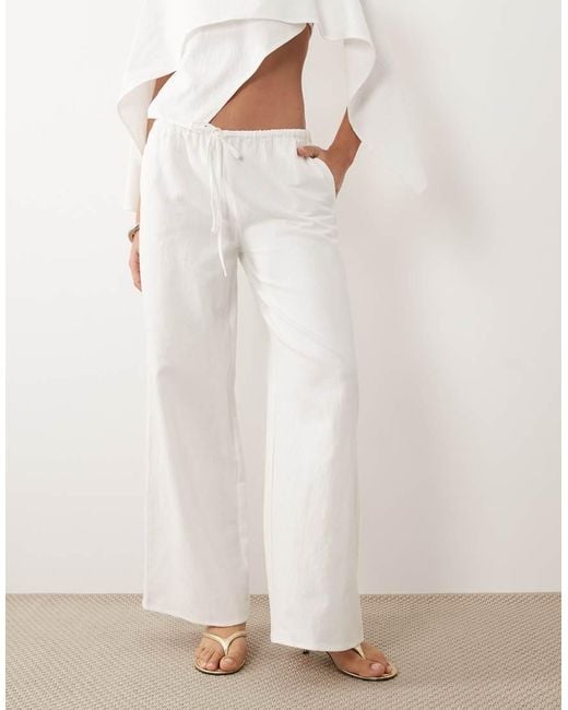 Missy Empire Natural Drawstring Waist Wide Leg Trousers Co-Ord