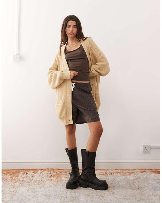 Monki Natural Oversized Longline Cardigan
