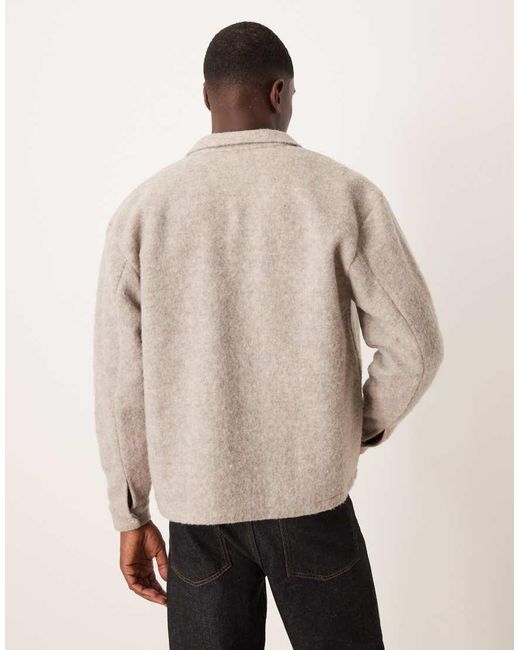 ASOS Natural Relaxed Jacket With Wool Look for men