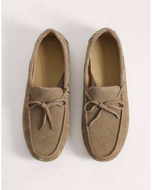 Mango Natural 100% Suede Drivers With Tonal Lacing for men