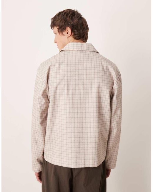 ASOS Natural Checked Cotton Jacket for men