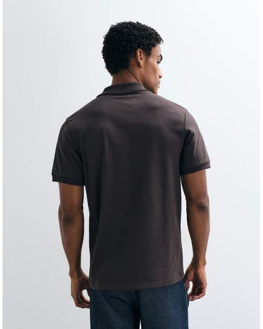 ASOS Black Polo With Collar Detail for men