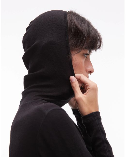 ARKET Black – langärmliges strickoberteil aus merinowolle