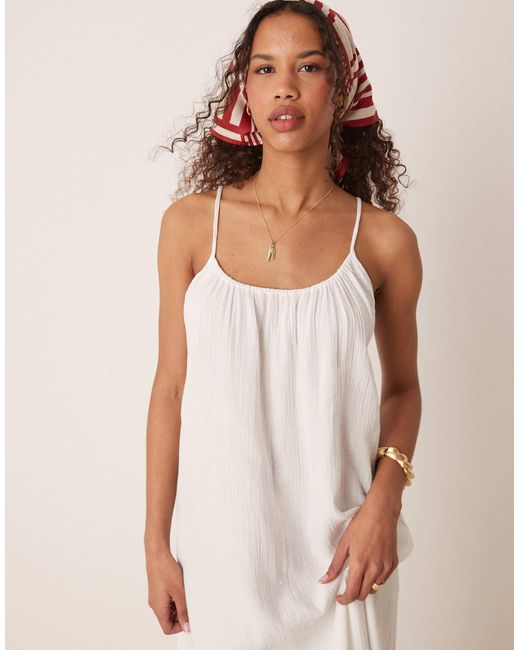 Vila Natural – langes camisole-kleid aus baumwolle
