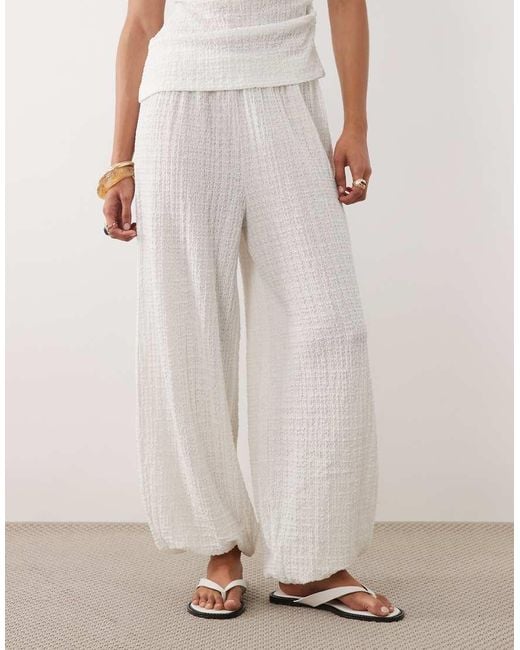 ASOS White Co-ord Sheer Textured Balloon Trouser