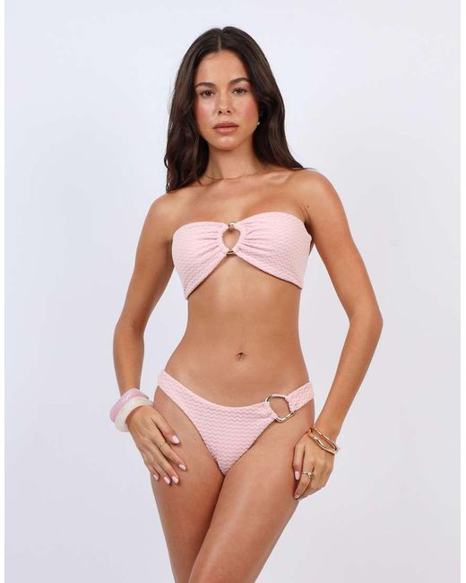 SIMMI Pink Chevron Bikini Bottoms With Ring Detail