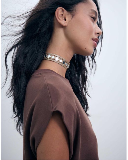 Mini-collier ras Stradivarius en coloris Black