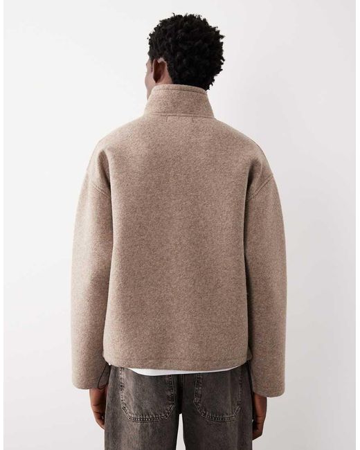 ASOS COLLECTIVE Natural Oversized Super Heavyweight Scuba-Style Fabric Quarter Zip Funnel for men