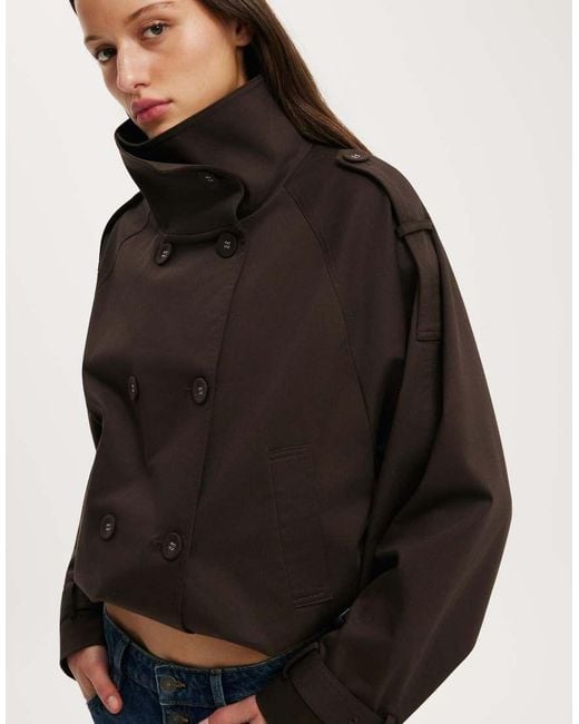 Cotton On Black Porter Cropped Trench