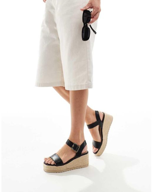 SEQWL Natural Summer Wedge Sandals With Buckle Strap