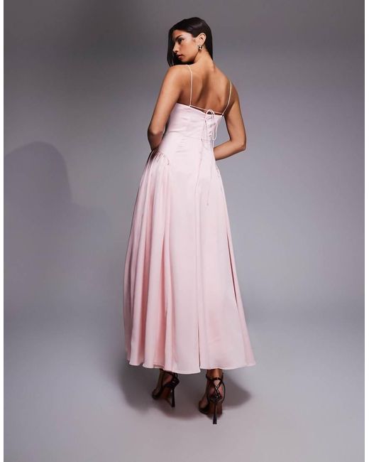 ASOS Purple Bridesmaids Drop Waist Tie Detail Cami Midaxi Dress