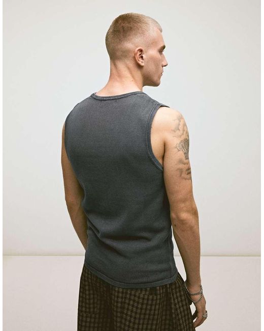 Bershka Gray Washed Patch Vest Top for men