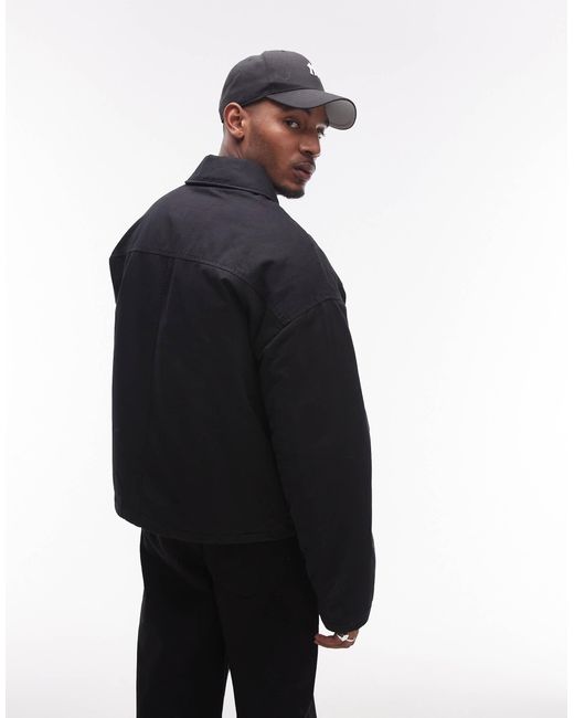 Topman Blue Harrington Jacket With Double Chest Pockets for men
