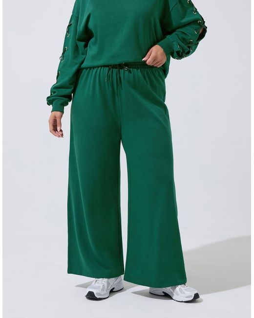 Yours Clothing Green Eyelet Drawstring Joggers