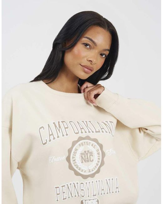 Brave Soul Natural Crew Neck Graphic Print Sweatshirt