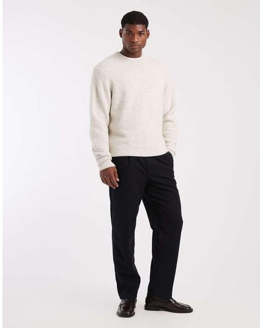 Only & Sons White Boxy Fit Crew Neck Knit for men