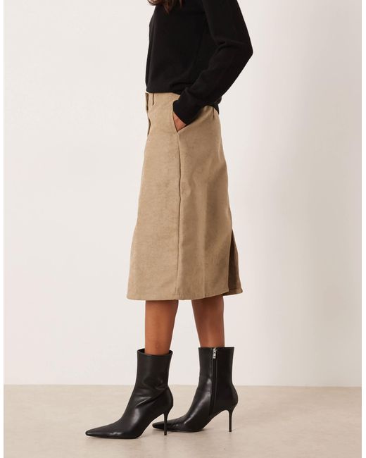 ASOS Natural – bleistiftrock aus wildlederimitat