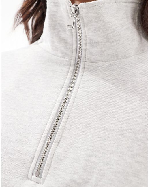 Pieces Gray High Neck Zip Up Sweatshirt