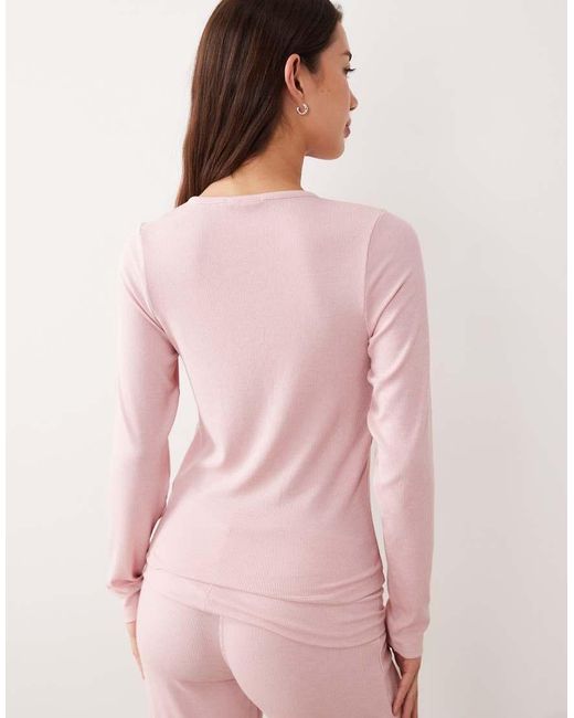 ASOS Pink Mix & Match Soft Rib Button Through Pyjama Cardigan