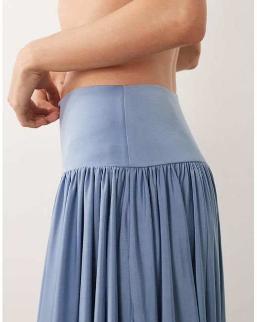 ASOS Blue Slinky Midi Skirt Co-ord With High Low Hem
