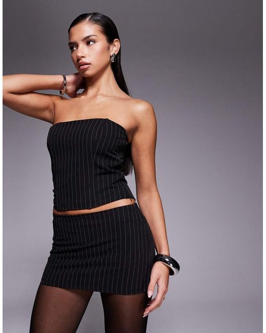 Edikted Gray Maeve Co-Ord Pinstripe Strapless Corset