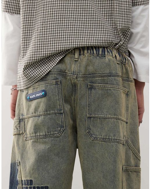 Jean ample style charpentier - vintage délavé Aape By A Bathing Ape pour homme en coloris White