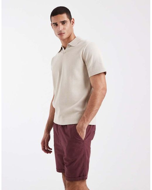Brave Soul Red Pull On Chino Shorts for men