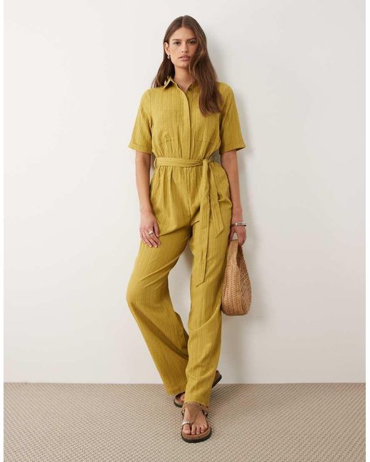 Wednesday's Girl Metallic Short Sleeve Jumpsuit