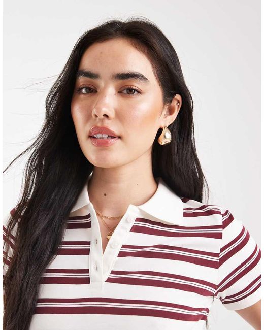Polo Color Panna A Righe Bordeaux di JJXX in Red