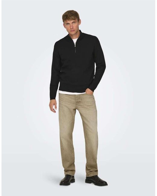 Jeans Regular Fit di Only & Sons in Black da Uomo