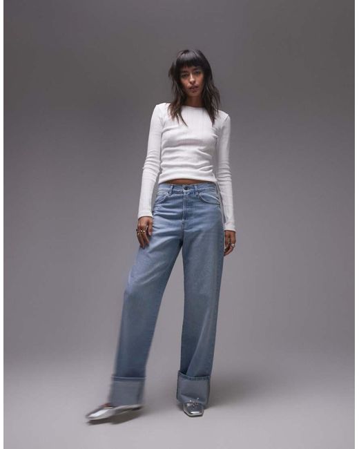 TOPSHOP Ajourgebreide Top Met Lange Mouwen En Picot-Randje in het Metallic