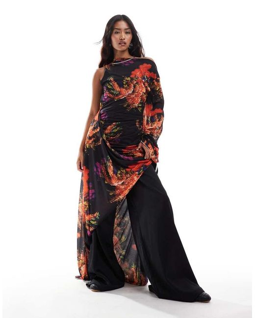 ASOS Red Evening Dress With Extreme Draping