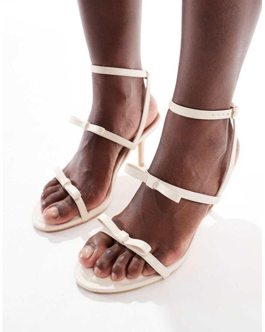 New Look Bow Strap Heeled Sandal in Brown | Lyst UK