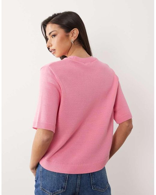 ASOS Pink Knitted Curved Hem Jumper