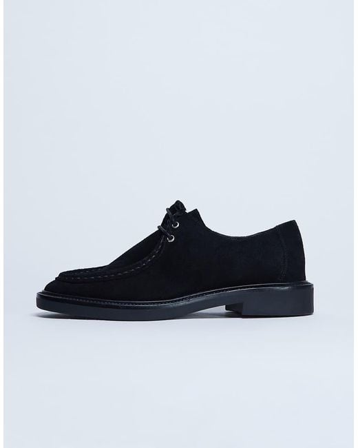 TOPSHOP Blue Banks Real Suede Leather Lace Up Shoe
